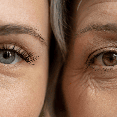 Deux visages côte à côte, un jeune et un âgé